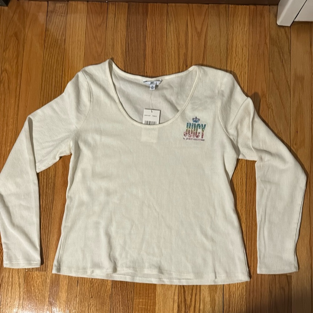 Juicy by Juicy Couture Shirt Women's Thermal Long Sleeve Tee Women’s XL Cream